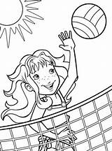 Volleyball Voleibol Jugando Hobbie Fille Pallavolo Soleil Joue Ausmalen Colorier Cartoni sketch template