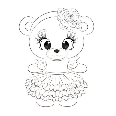 teddy bear coloring book cute girl   dress  vector art