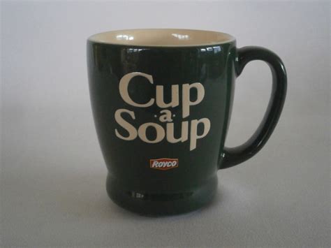 original royco cup  soup mug green   handle vintage etsy