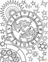 Coloring Pages Pisces Zodiac Sign Printable Drawing sketch template