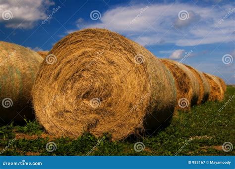 hay bale stock image image  rural illinois clouds