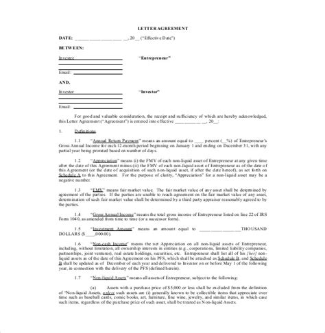 simple investment agreement  examples format  examples