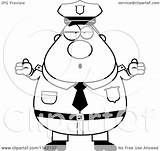 Shrugging Careless Chubby Police Man Clipart Cartoon Cory Thoman Outlined Coloring Vector 2021 sketch template