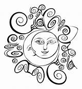 Sun Moon Clipart Celestial Drawings Trippy Drawing Tattoo Draw Cliparts Cool Clip Hippie Coloring Pages Lovers Library Designs Face Stars sketch template