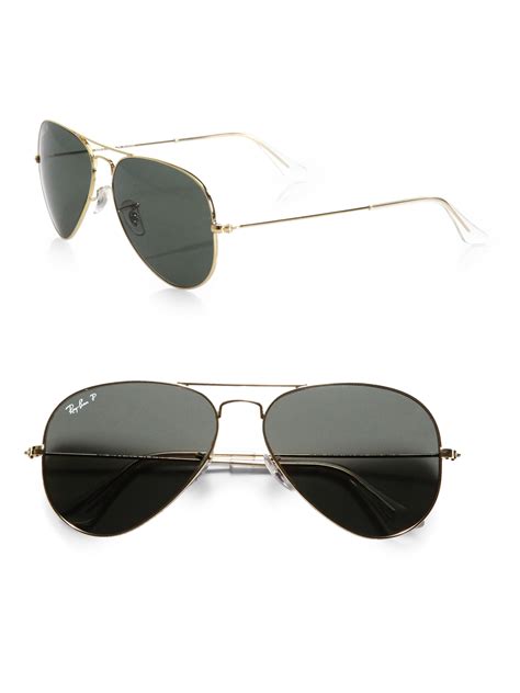 ray ban original polarized aviator sunglasses in green lyst