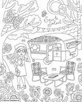 Coloring Pages Camping Printable Hiking Girl Adult Caravan Dekker Silvia Sheets Book Print Colouring Flow Color Magazine Kids Theme Retro sketch template