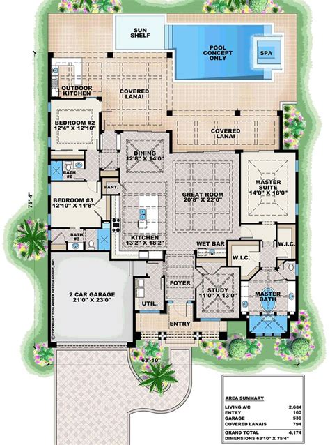 florida style house plan    bed  bath  car garage contemporary house plans