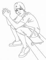 Bieber Justin Skateboard Sitting Coloring Netart sketch template
