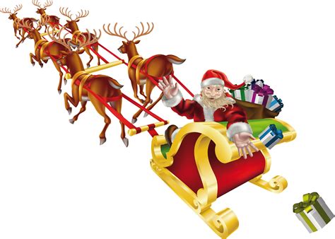 santa claus rudolph reindeer sled sleigh hd transparent background