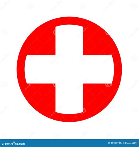 medical white cross symbol   red circle stock illustration