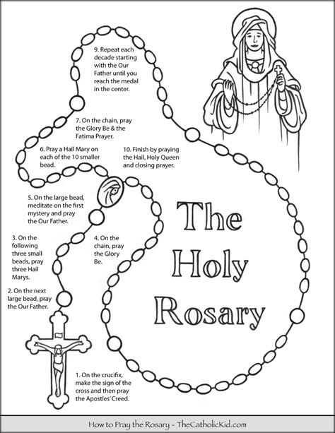 pray  rosary coloring page  kids thecatholickidcom