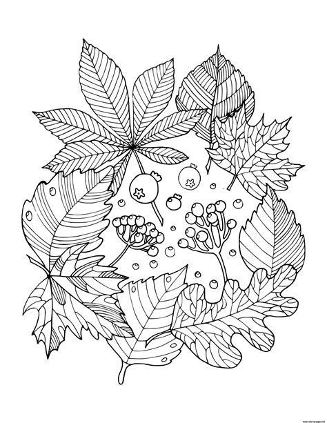 fall autumn leaf arrangement coloring page printable