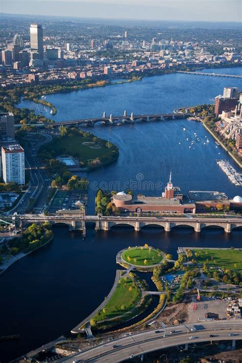 aerial view  boston editorial stock photo image  bridges