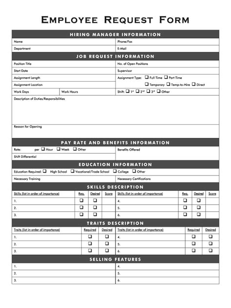 employee request form list fill  printable fillable blank