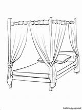 Coloring Bed Pages Bedroom Canopy Drawing Getdrawings Getcolorings Printable Bedtime Color sketch template