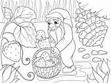 Dwarf Collects Fumetto Scena Bacche Foresta Fragole Raccoglie Coloritura Szene Karikatur Sammelt Wald Beeren Zwerg Erdbeeren Farbton Raster sketch template
