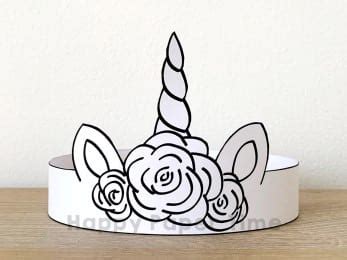 unicorn mask printable  coloring easy craft  happy paper time