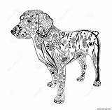 Adulte Zentangle Chien Krabbel Getrokken Gevormde Hund sketch template