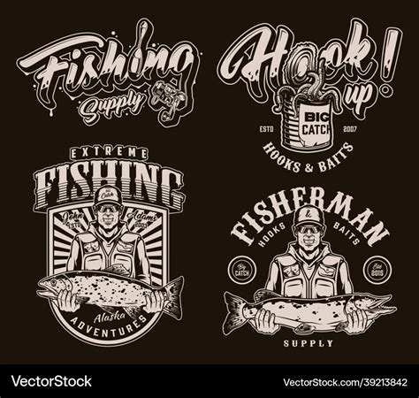 fishing monochrome designs royalty  vector image