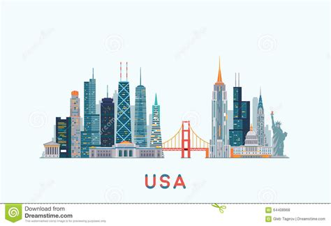 Usa Skyline Vector Illustration Stock Vector Image
