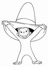 Curious George Coloring Pages Printable Colouring Sheets Kids Print Color Big Hat Monkey Stimulate Skills Motor Fine Birthday Books Fun sketch template