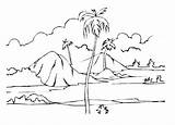Sketsa Pemandangan Getcolorings Grassland Contoh Habitat Broonet Gunung sketch template