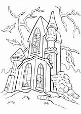 Coloring Castle Halloween Haunted Pages Spooky Drawing Funschool Color Getdrawings Netart Print sketch template