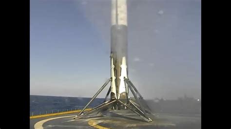 spacex lands rocket  floating drone ship youtube