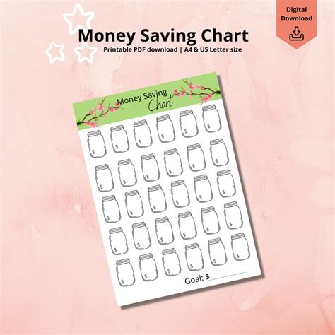 printable money saving chart etsy