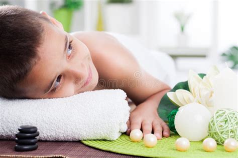 child  spa salon stock photo image  green massaging