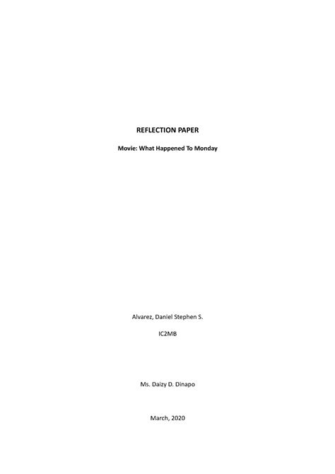 reflection paper reflection paper   happened  monday