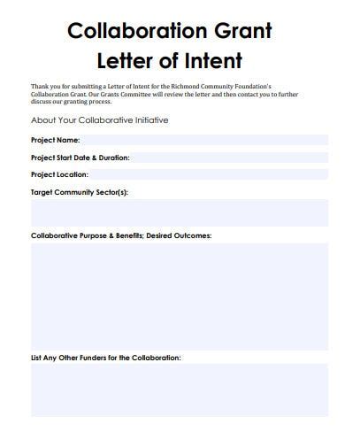 charity letter  intent templates