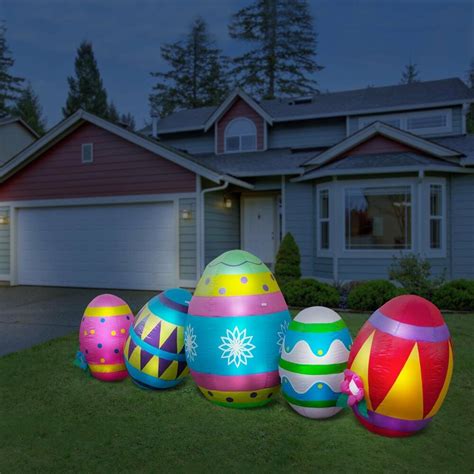 inflatable easter eggs led lighted   yard easter