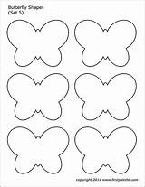 Butterfly Shapes Printable Templates Set Firstpalette Pages sketch template