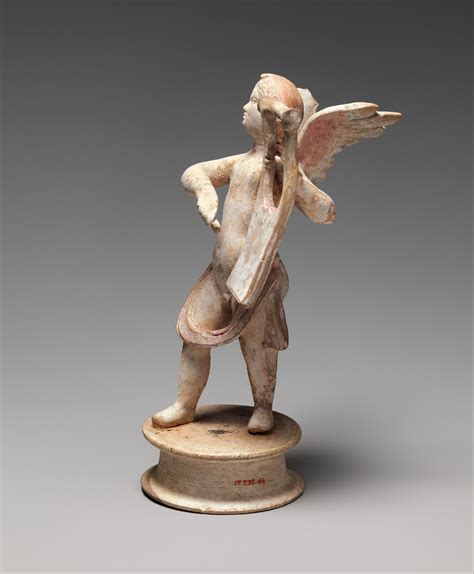 terracotta statuette  eros playing  lyre greek hellenistic  met