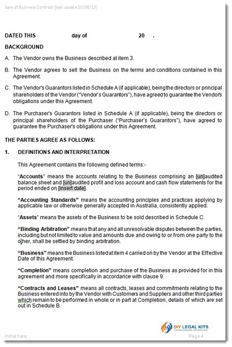 agreement sale purchase business contract