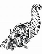 Cornucopia Drawing Getdrawings Thanksgiving Coloring Pages sketch template