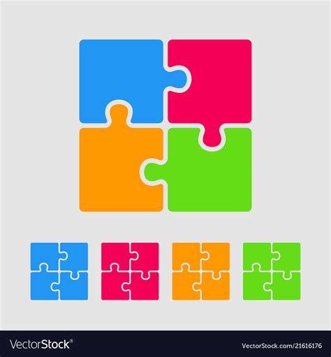 set  pieces puzzle square  steps puzzle vector image