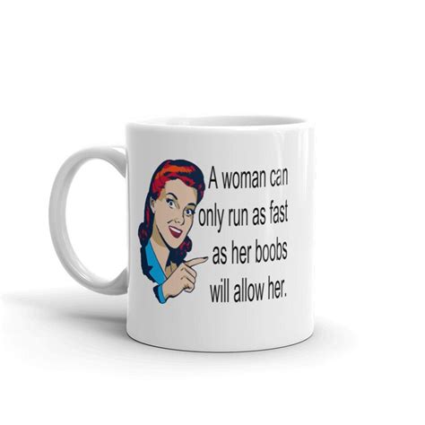 funny coffee mug retro woman big boobs i can t run etsy