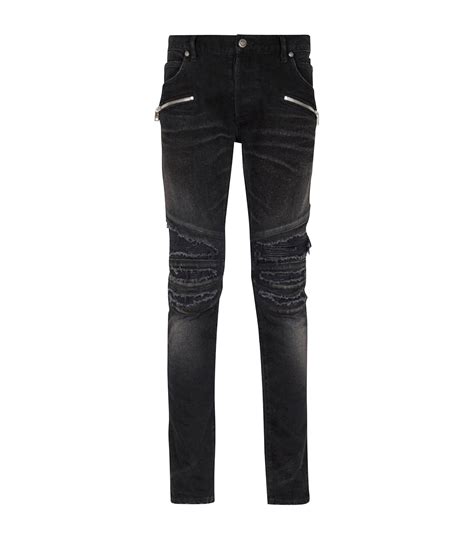 Balmain Black Ripped Skinny Jeans Harrods Uk