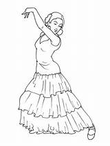 Flamenco Danseuse Dessiner Danseuses Espagnole Espagnol Danse Coloriages Apprendredessin Classique sketch template