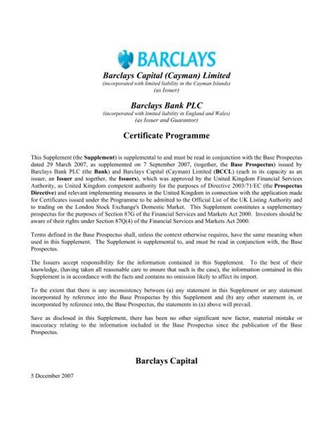 barclays capital cayman limited barclays bank plc certificate