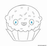 Kawaii Cupcake Coloring Pages Printable Sparkles Supercoloring Color sketch template