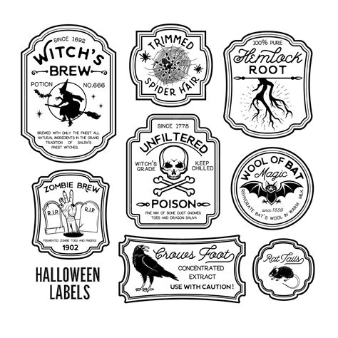 premium vector halloween bottle labels potion labels vector
