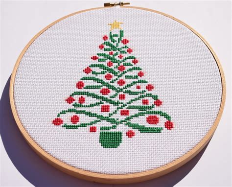 christmas tree cross stitch pattern modern christmas cross etsy