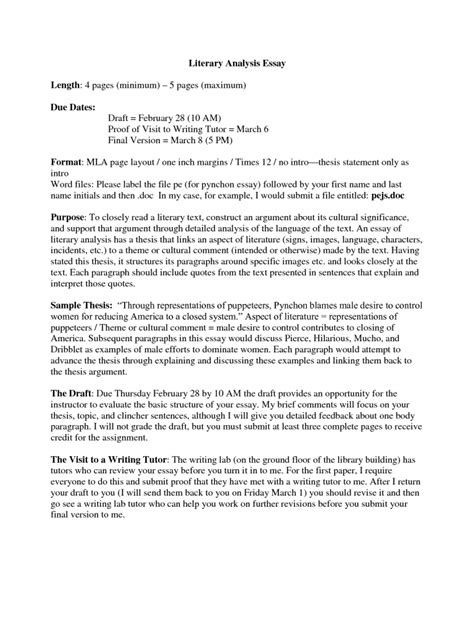 literary reflection essay  mla format mla format essay template