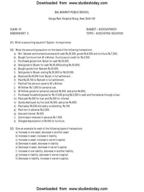 cbse class  accountancy worksheet