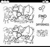 Difference Spot Coloring Book Safari Animals Freepik Books sketch template