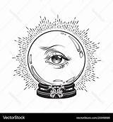 Crystal Ball Fortune Vector Magic Telling Drawn Hand sketch template