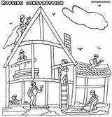 Construction Coloring Pages House sketch template